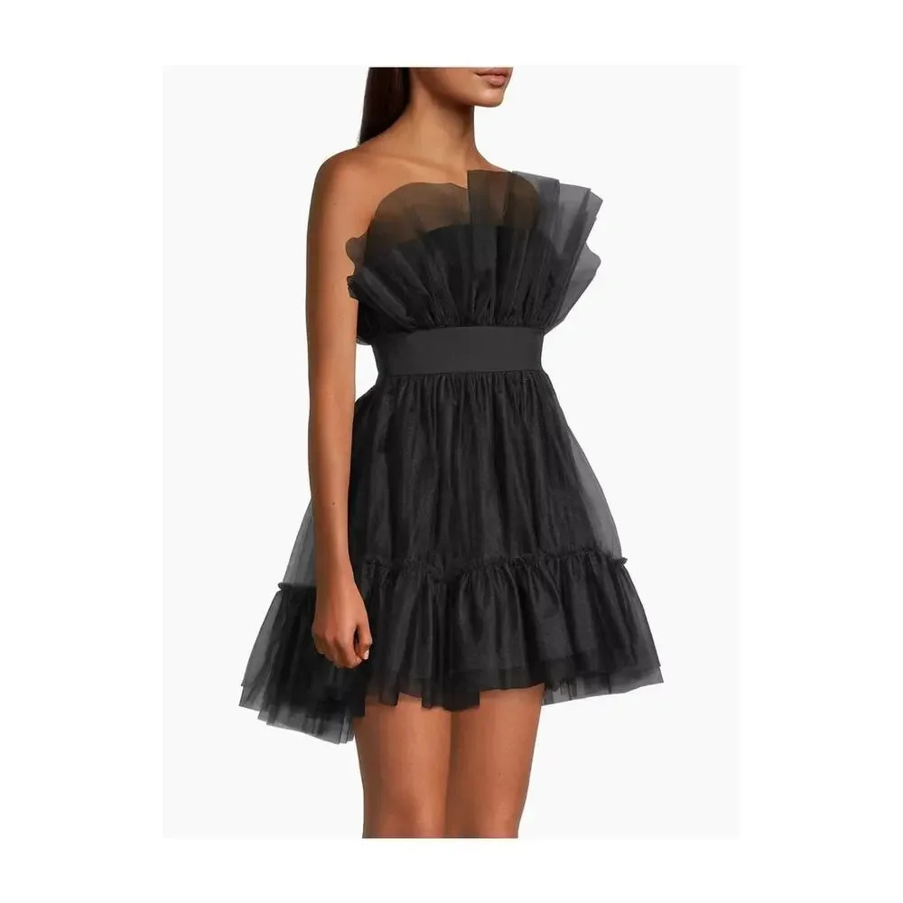 NWT Katie May Elle Mini Dress Black Tuile Puff Strapless Size Large - Picture 7 of 15
